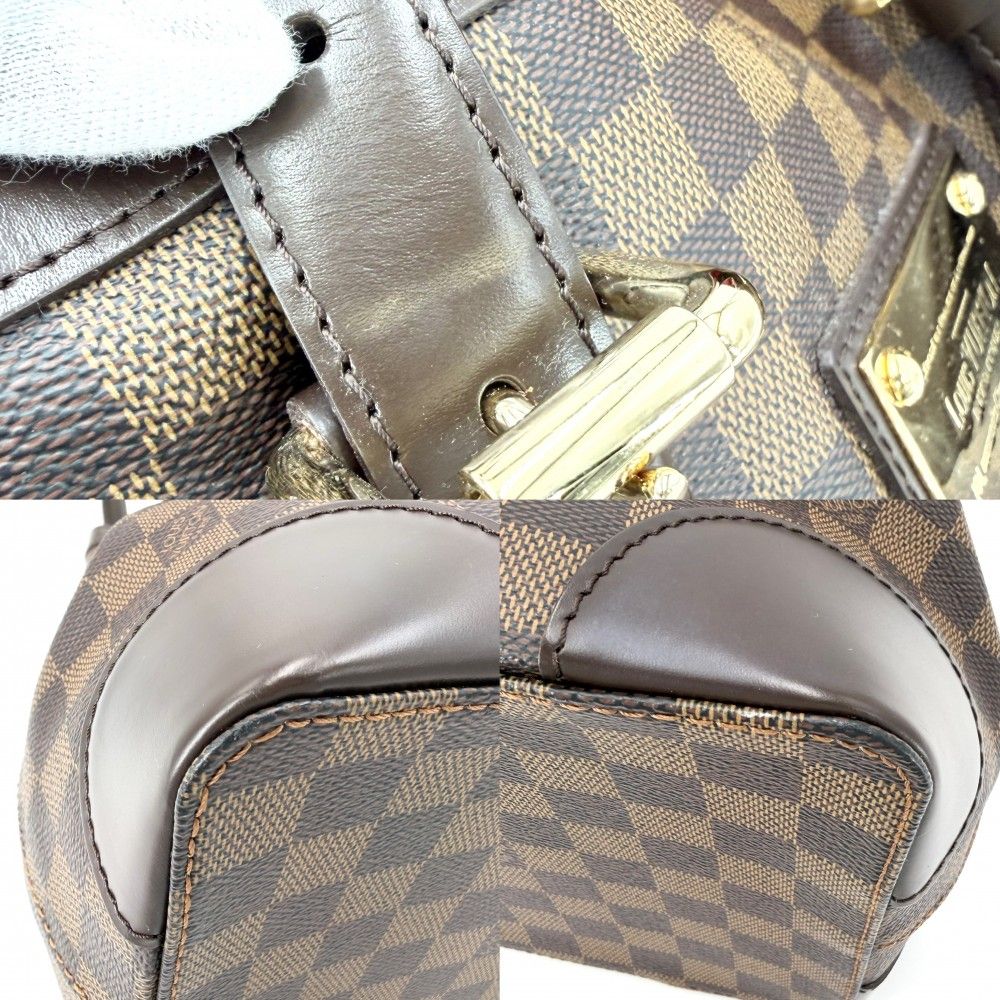 Louis Vuitton Tote Hampstead MM Handbag Shoulder Damier Canvas Brown Gold — view 7