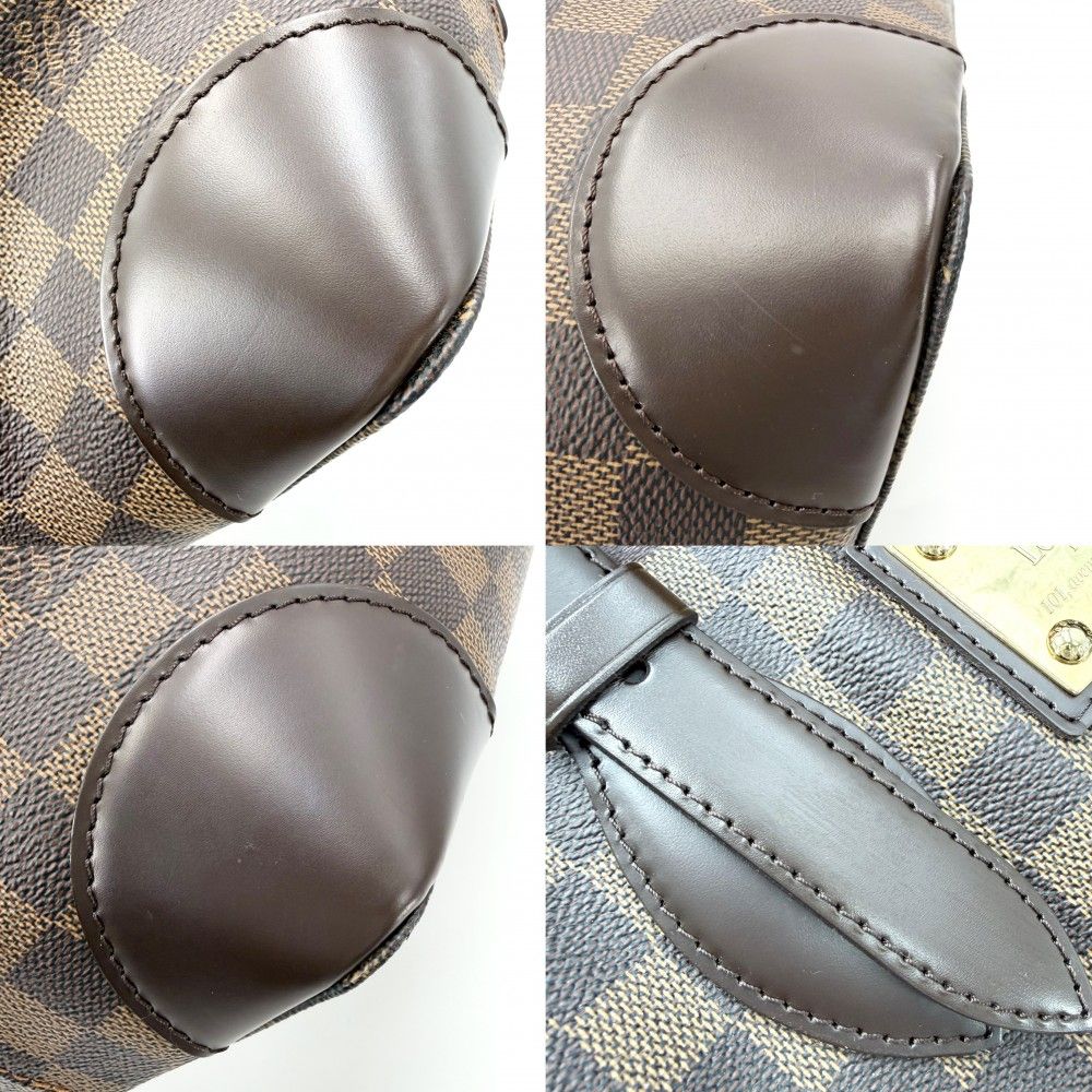 Louis Vuitton Tote Hampstead MM Handbag Shoulder Damier Canvas Brown Gold — view 9