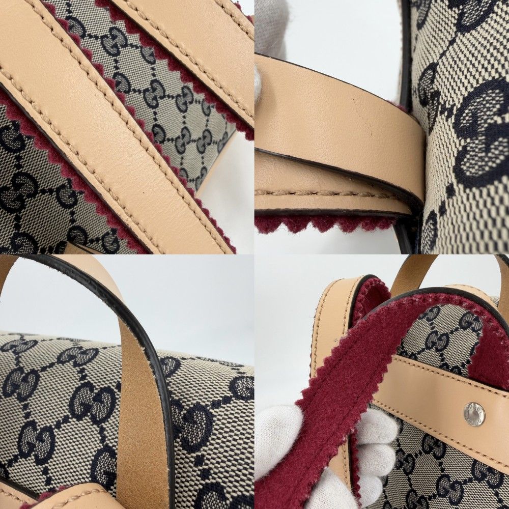 Gucci Backpack Kids Children GG Canvas Leather Brown Navy Blue Silver — view 8