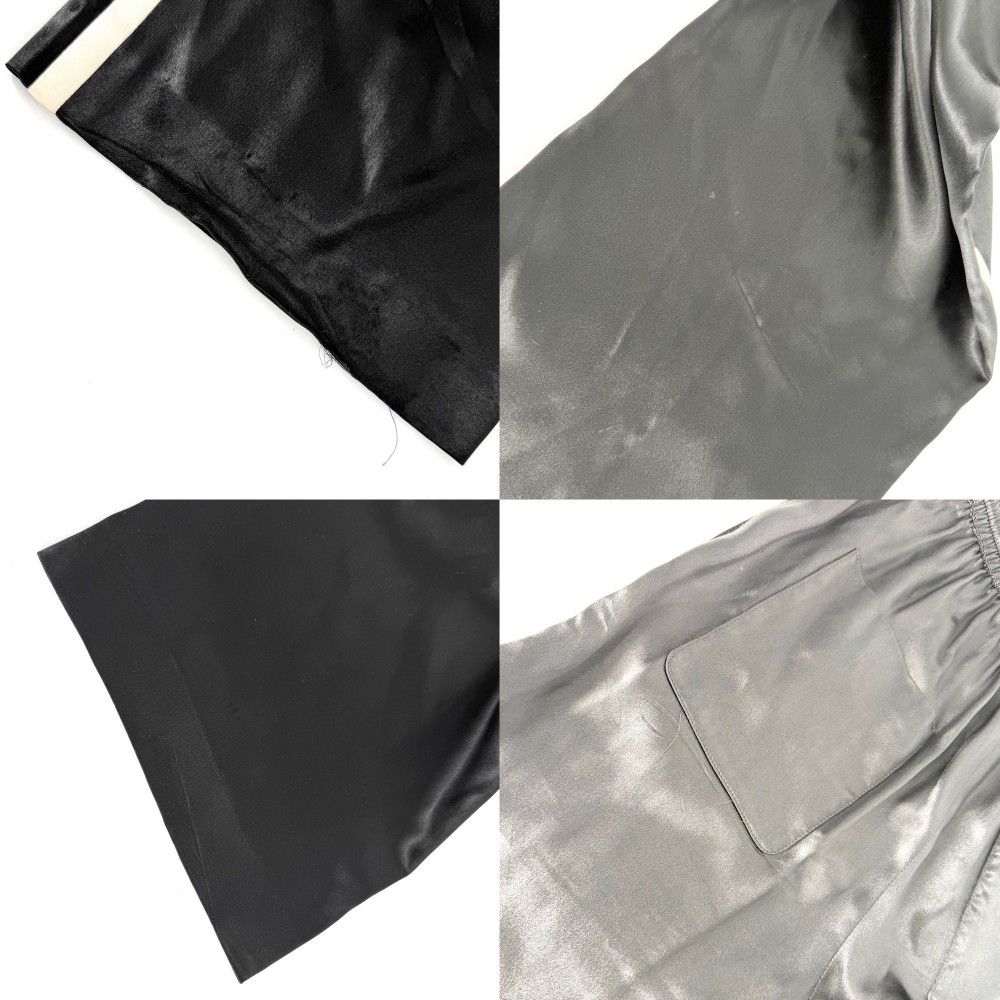 Celine Pants Straight Jersey Satin Long 36 Black Gold Acetate Silk — view 5