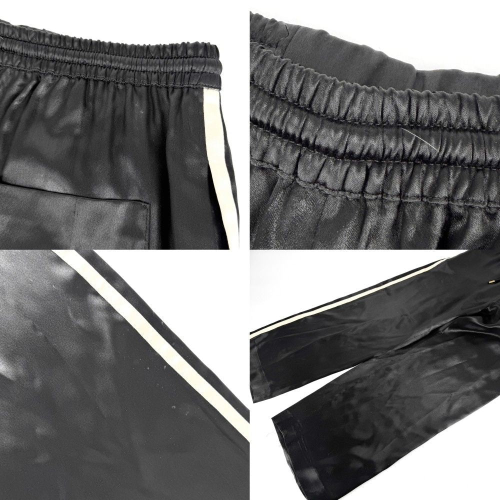 Celine Pants Straight Jersey Satin Long 36 Black Gold Acetate Silk — view 6