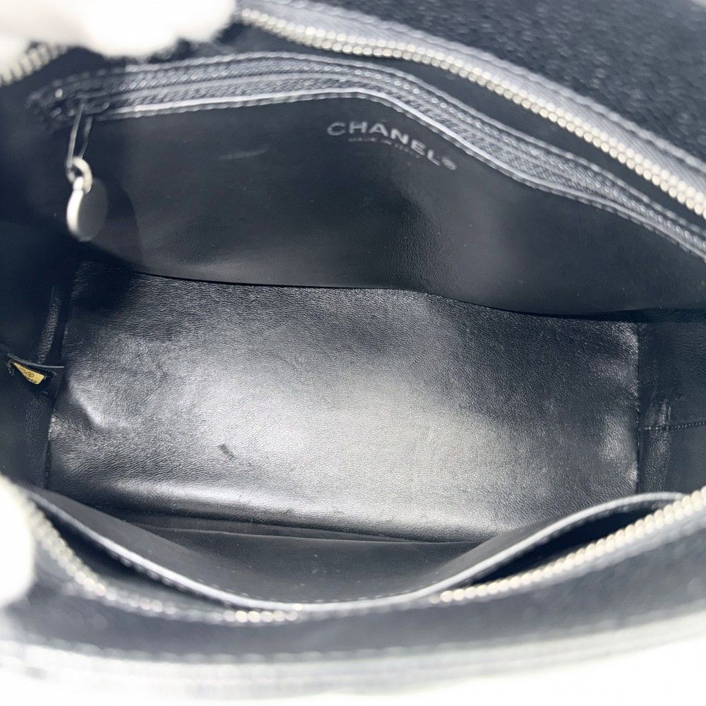 Chanel Handbag Quilted Medallion Tote CC Logo Shoulder Caviar Leather Black — view 4