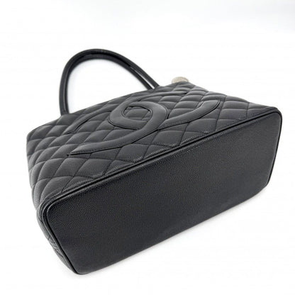 Chanel Handbag Quilted Medallion Tote CC Logo Shoulder Caviar Leather Black — view 3