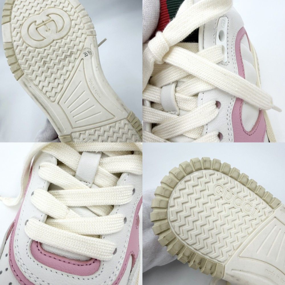 Gucci Sneakers Reweb Low Cut Shoes 35.5 Leather White Pink — view 7