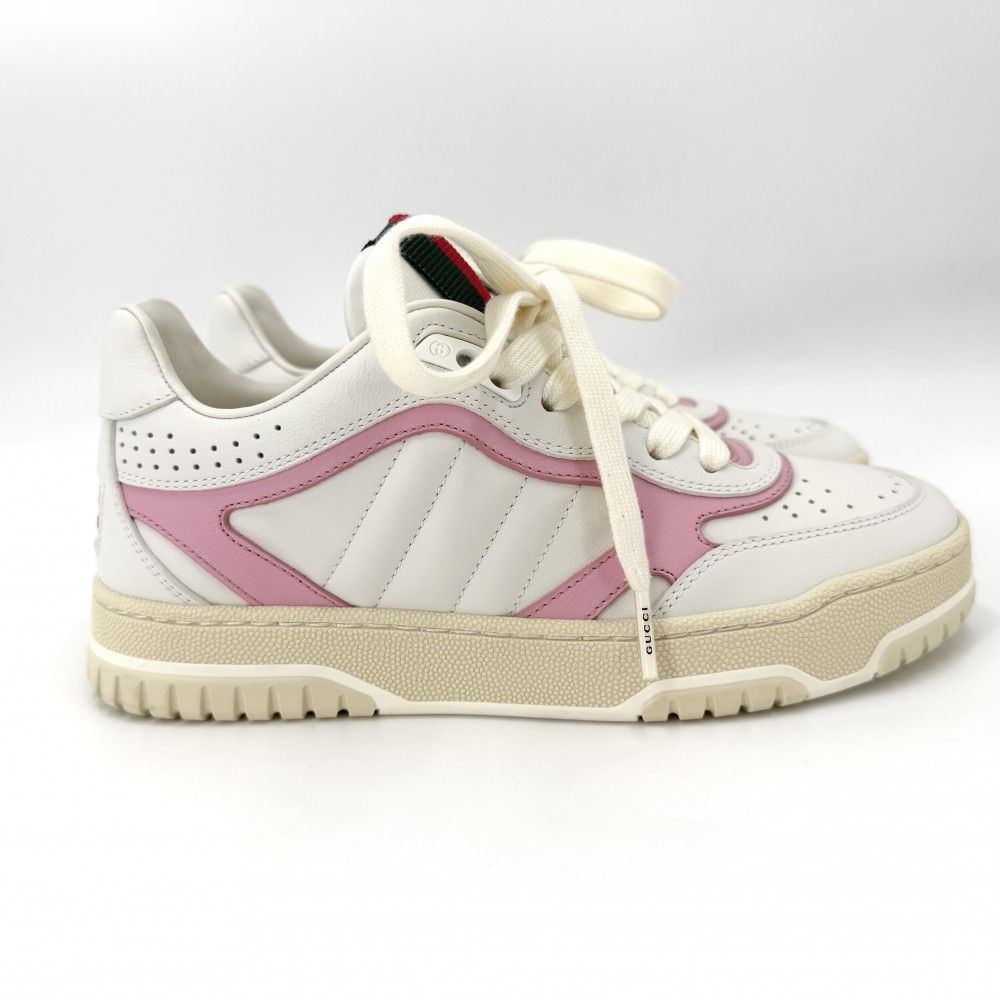 Gucci Sneakers Reweb Low Cut Shoes 35.5 Leather White Pink — view 3