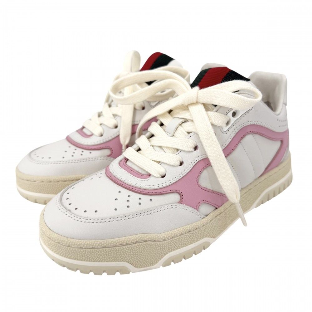 Gucci Sneakers Reweb Low Cut Shoes 35.5 Leather White Pink