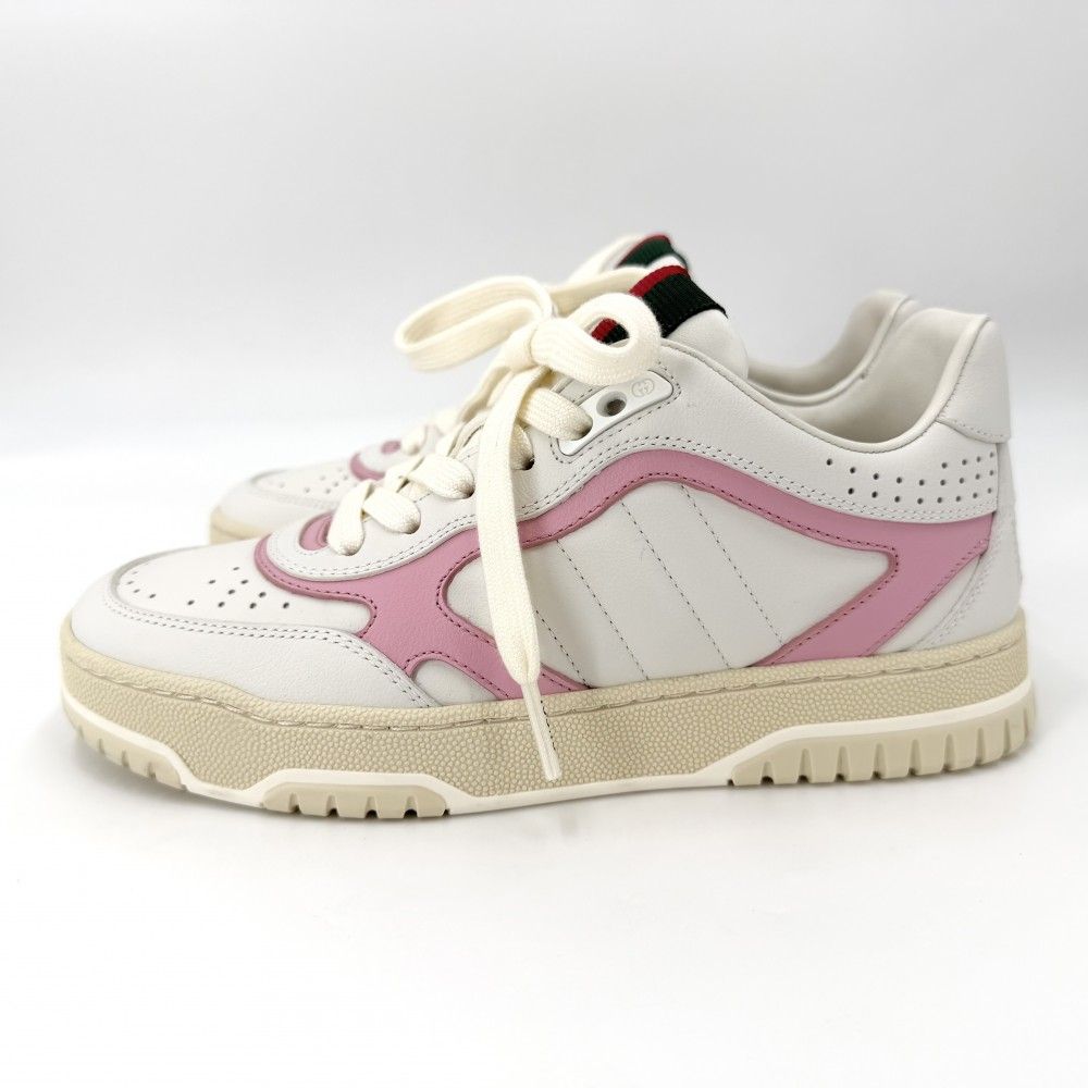 Gucci Sneakers Reweb Low Cut Shoes 35.5 Leather White Pink — view 2