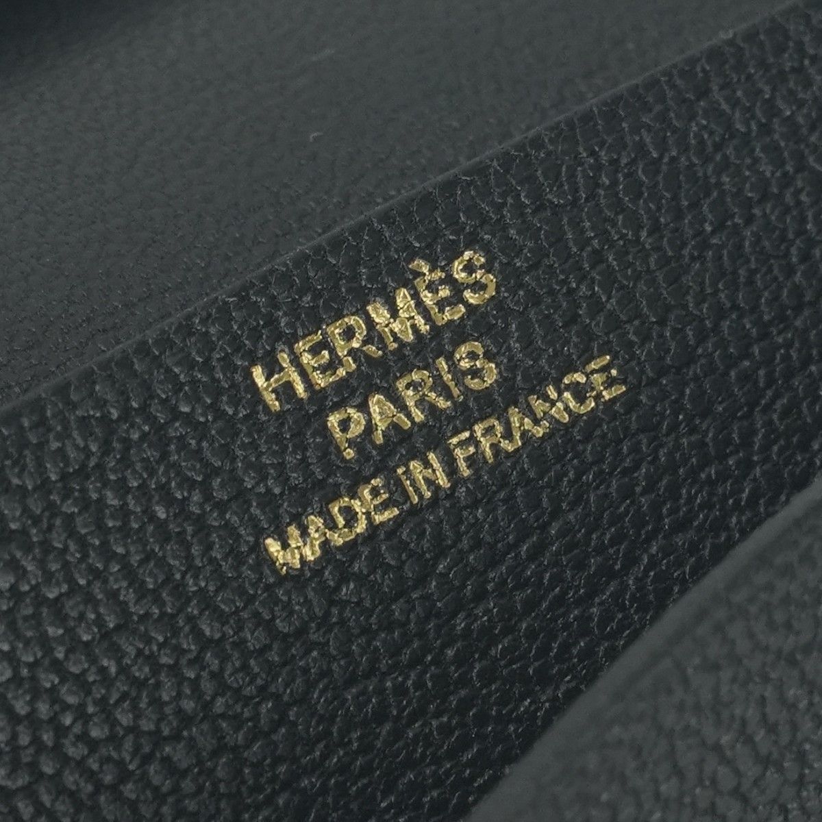 Hermes Bearn Mini Coin Purse Wallet Bifold Mini Chevre Noir Black Gold Compact — view 6