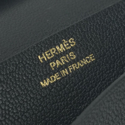 Hermes Bearn Mini Coin Purse Wallet Bifold Mini Chevre Noir Black Gold Compact — view 6