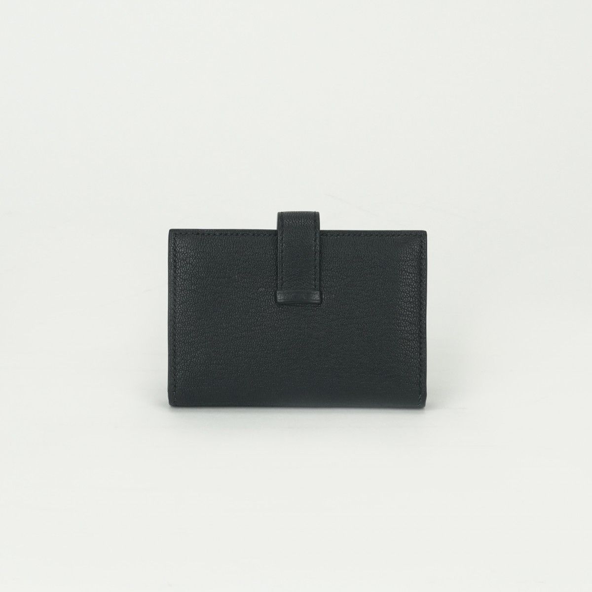 Hermes Bearn Mini Coin Purse Wallet Bifold Mini Chevre Noir Black Gold Compact — view 2
