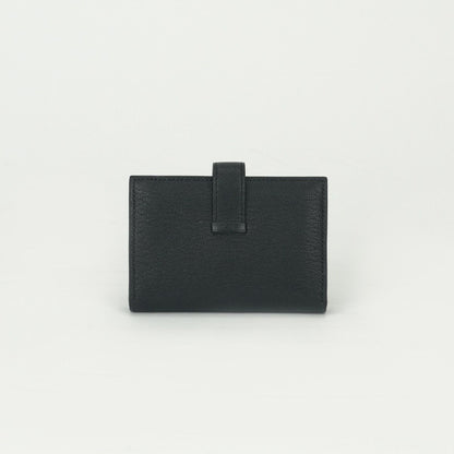 Hermes Bearn Mini Coin Purse Wallet Bifold Mini Chevre Noir Black Gold Compact — view 2