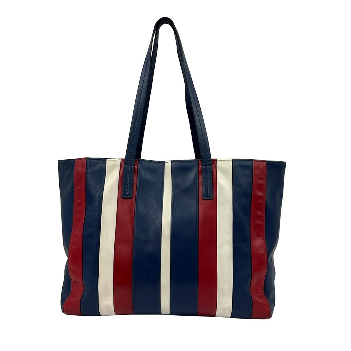 Prada Tote Navy Red White Striped Leather — view 3