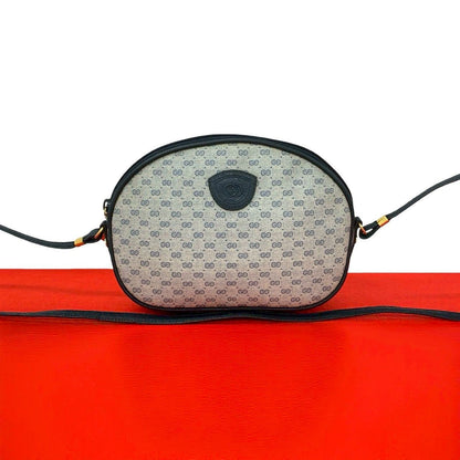 Gucci Vintage Micro GG Logo Leather Shoulder Bag Pochette Crossbody Navy