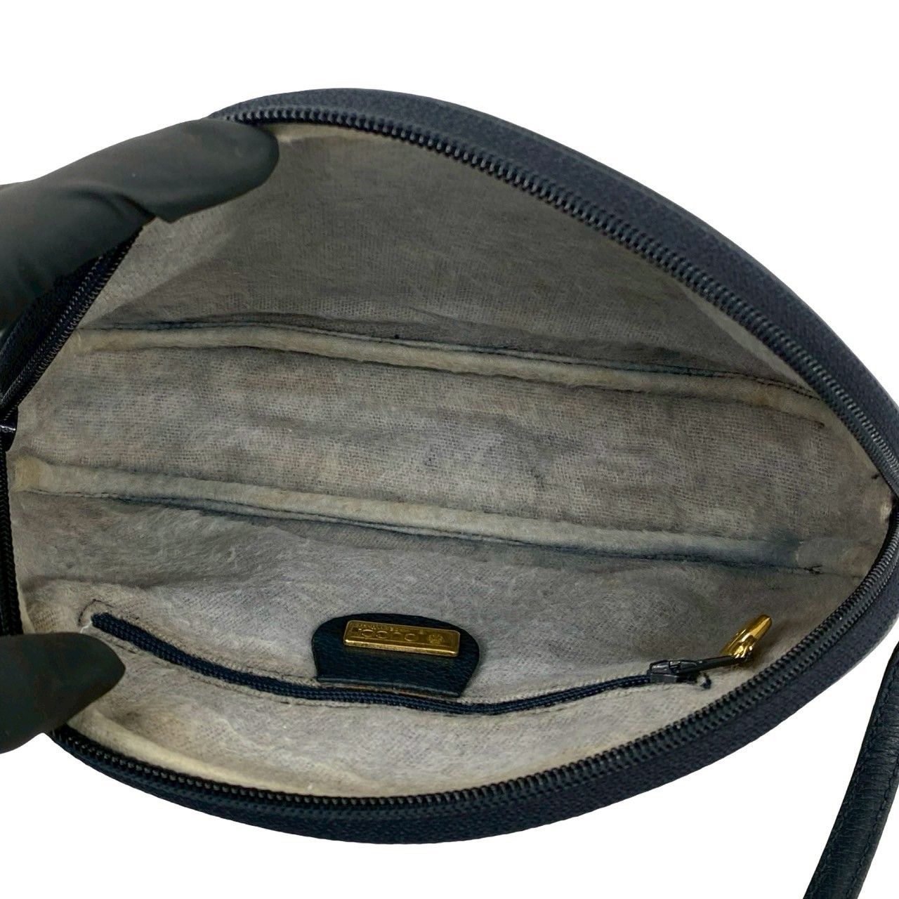 Gucci Vintage Micro GG Logo Leather Shoulder Bag Pochette Crossbody Navy — view 9