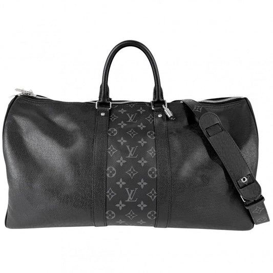 Louis Vuitton Boston Bag 2-Way Crossbody Taigarama Keepall Bandouliere 50 Black