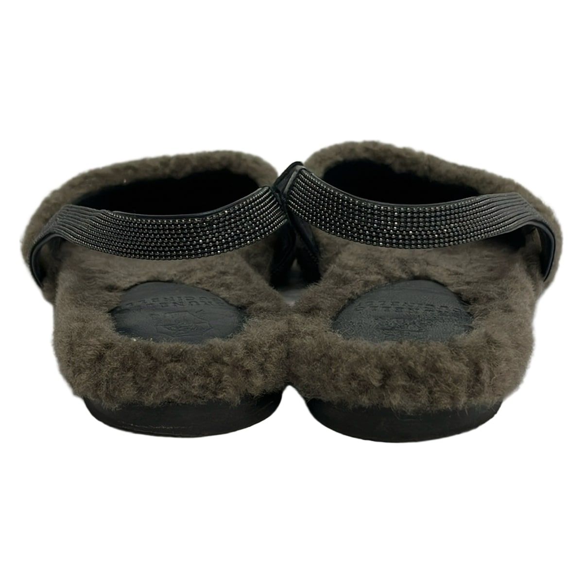 Brunello Cucinelli Sandals 36 Khaki Gray Black Leather — view 3
