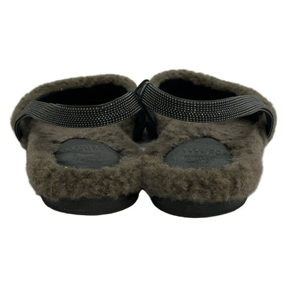 Brunello Cucinelli Sandals 36 Khaki Gray Black Leather — view 3