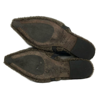 Brunello Cucinelli Sandals 36 Khaki Gray Black Leather — view 4
