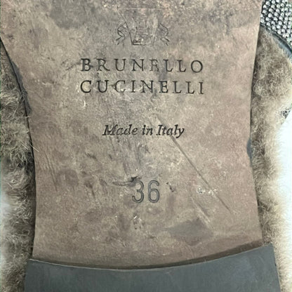 Brunello Cucinelli Sandals 36 Khaki Gray Black Leather — view 5