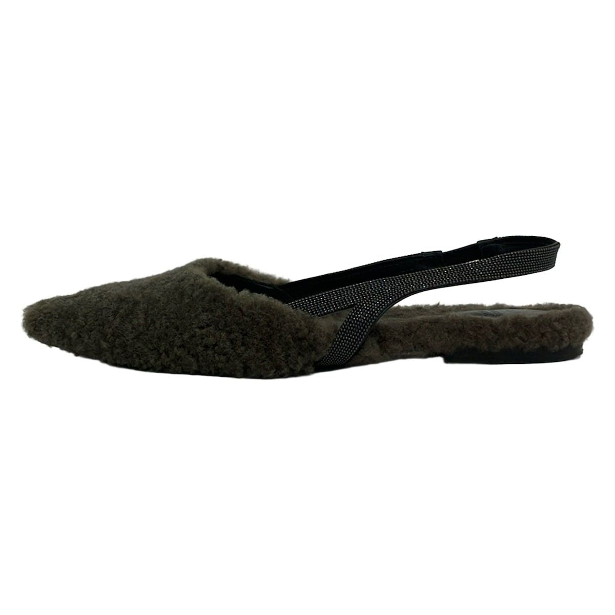 Brunello Cucinelli Sandals 36 Khaki Gray Black Leather