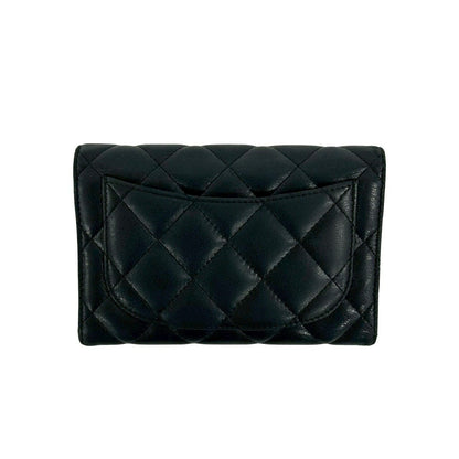 Chanel Quilted CC Logo Lambskin Leather Bifold Wallet Black — view 2