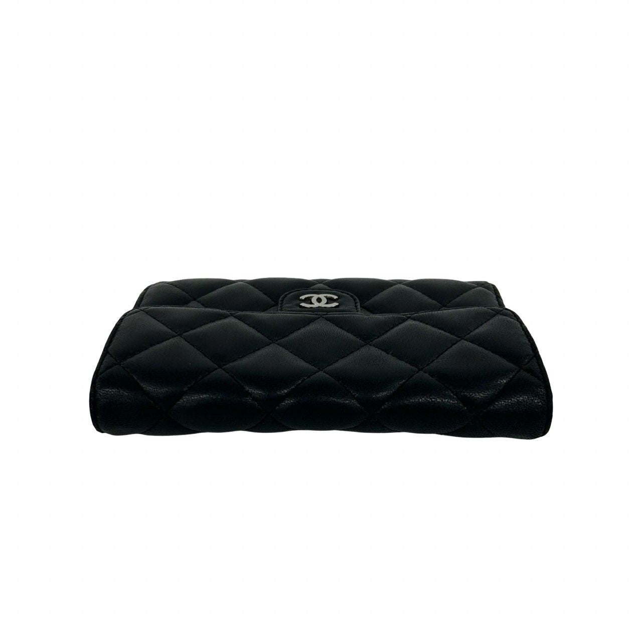 Chanel Quilted CC Logo Lambskin Leather Bifold Wallet Black — view 3