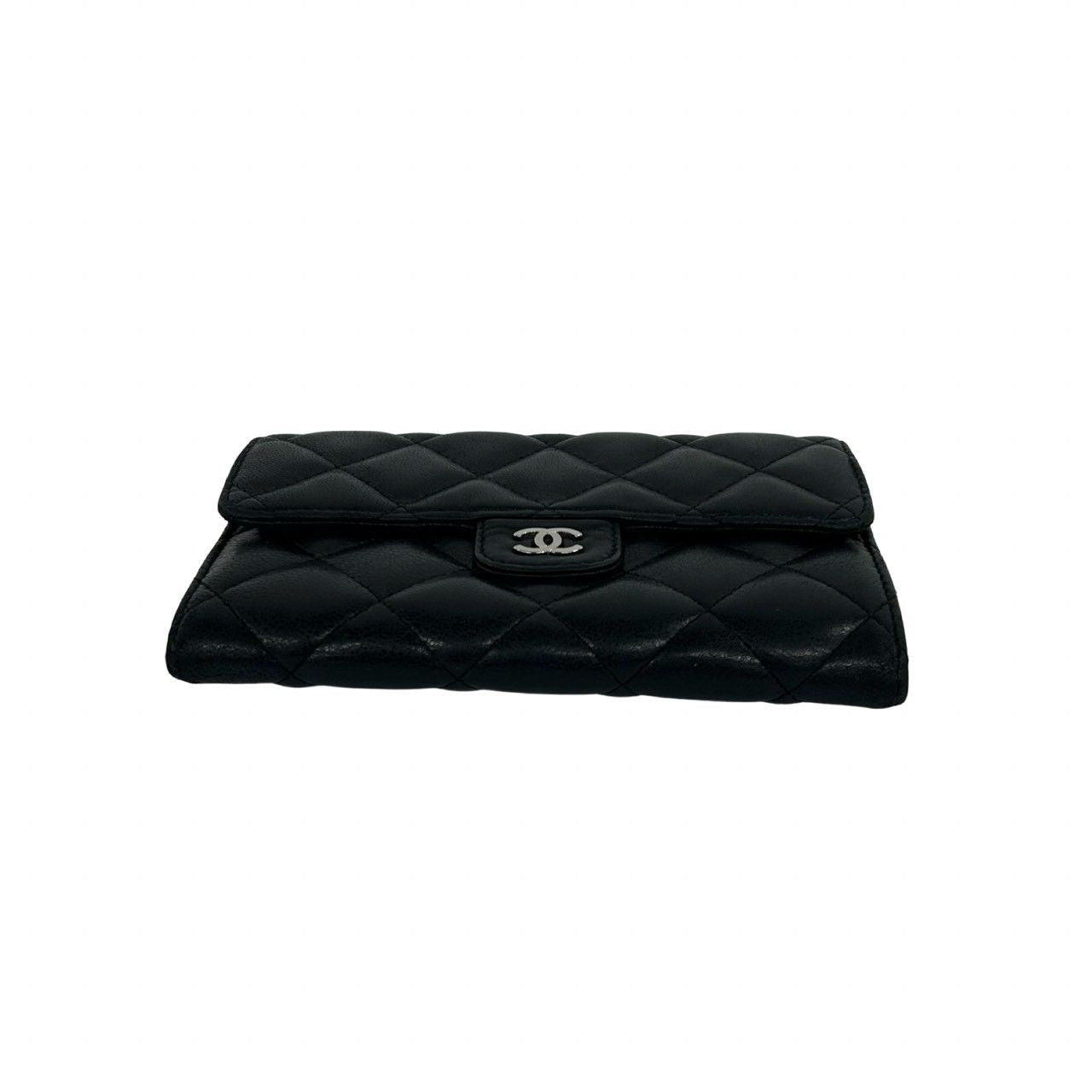 Chanel Quilted CC Logo Lambskin Leather Bifold Wallet Black — view 6