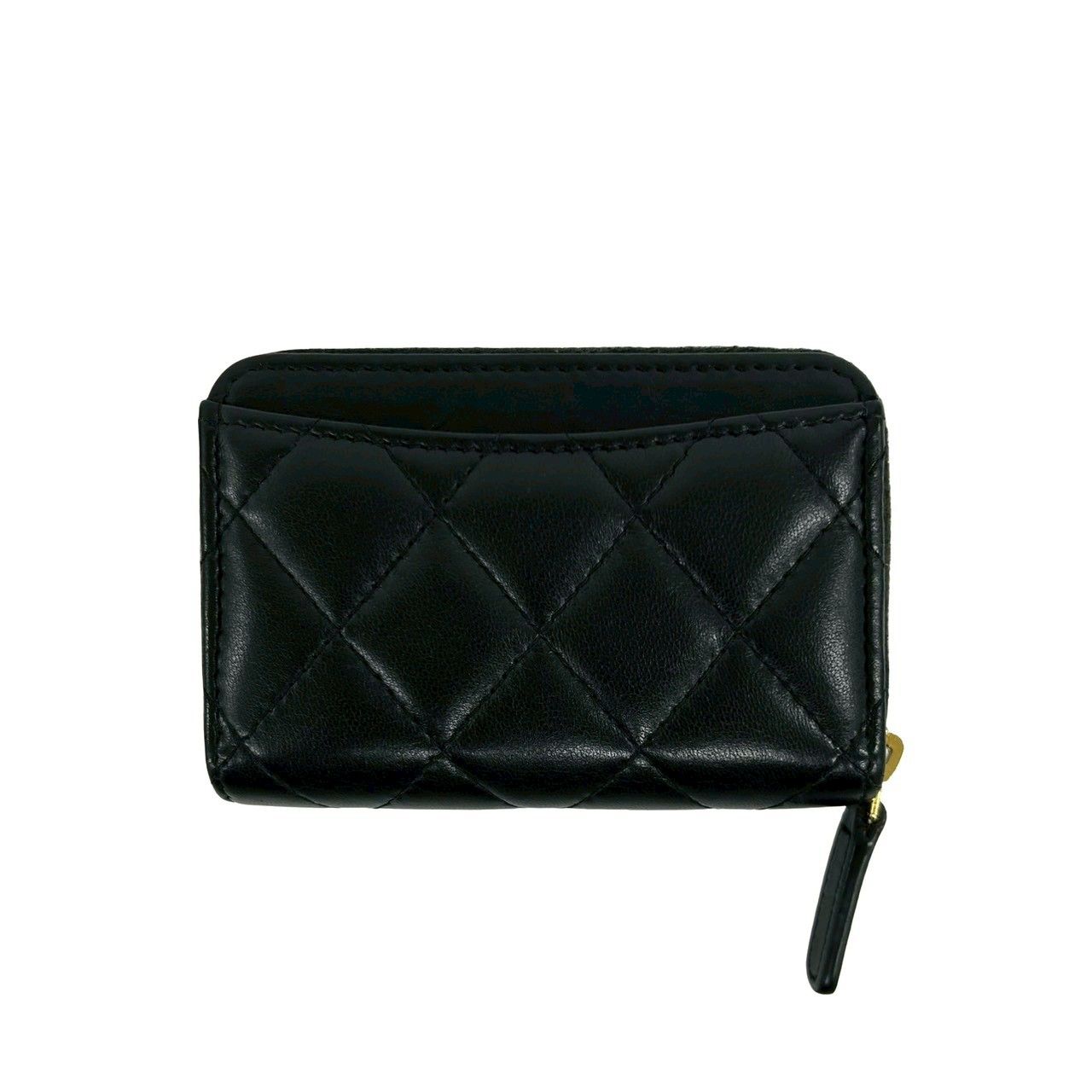 Chanel Quilted CC Logo Lambskin Leather Coin Case Black — view 2