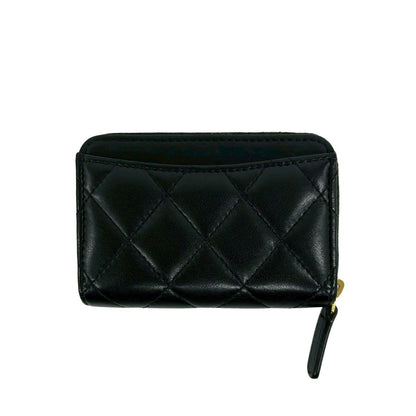 Chanel Quilted CC Logo Lambskin Leather Coin Case Black — view 2