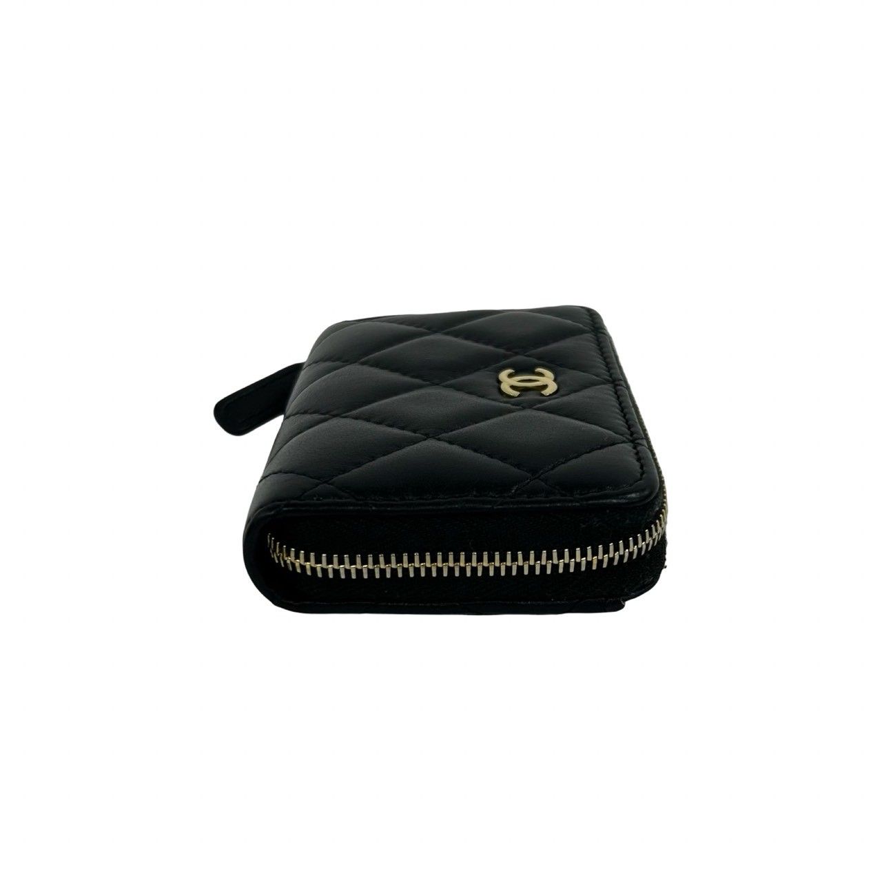 Chanel Quilted CC Logo Lambskin Leather Coin Case Black — view 5