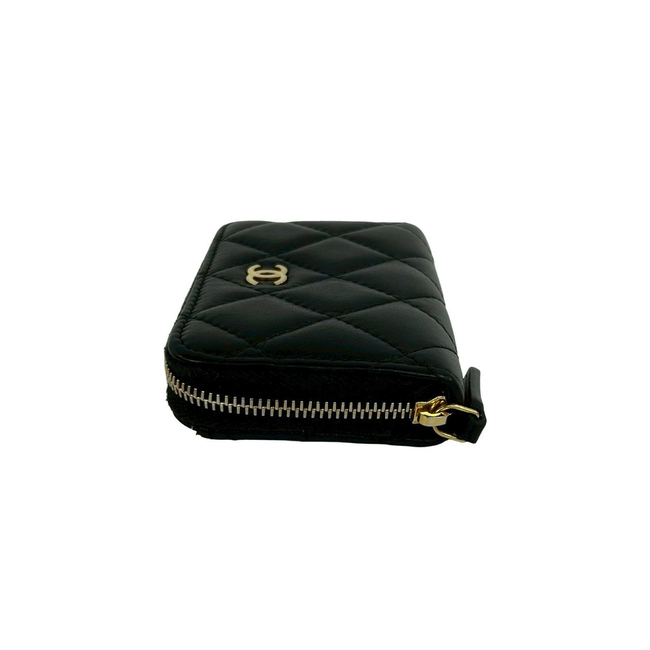 Chanel Quilted CC Logo Lambskin Leather Coin Case Black — view 4