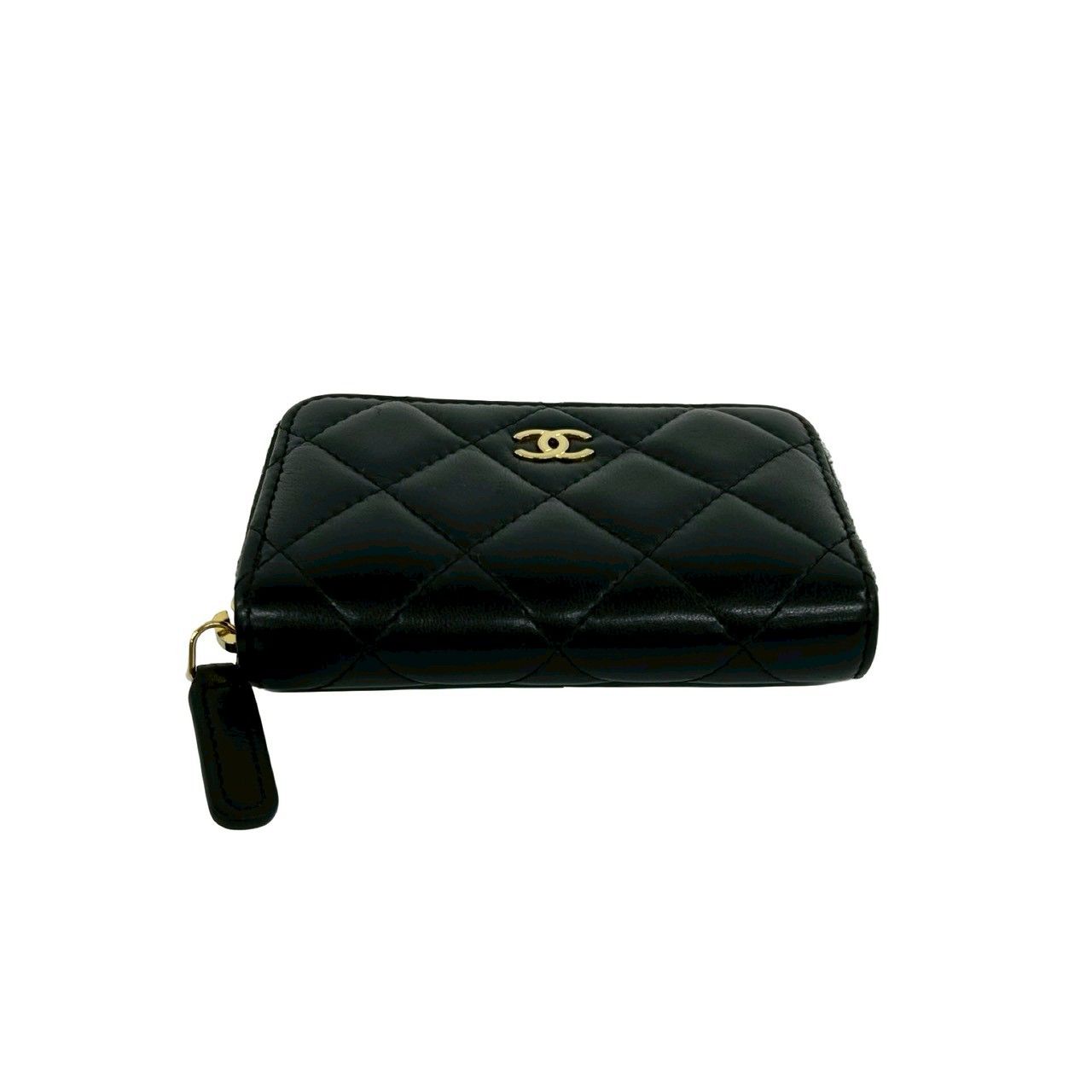 Chanel Quilted CC Logo Lambskin Leather Coin Case Black — view 6
