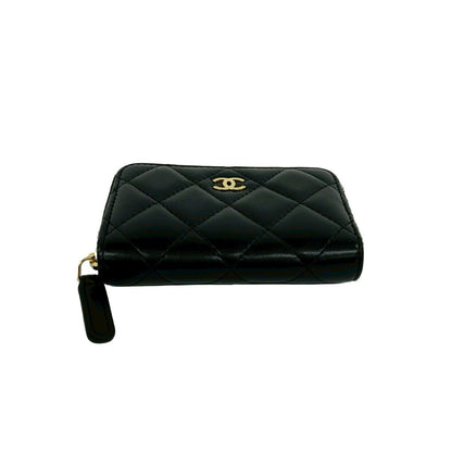 Chanel Quilted CC Logo Lambskin Leather Coin Case Black — view 6