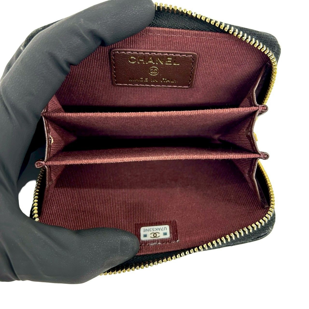 Chanel Quilted CC Logo Lambskin Leather Coin Case Black — view 7