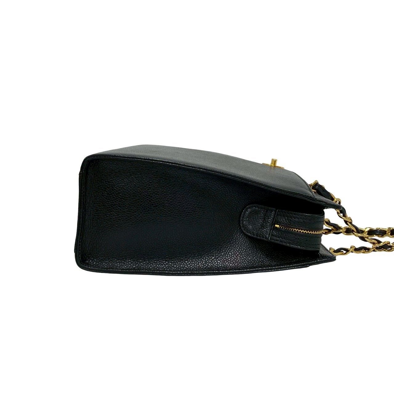 Chanel Box Card with Number 5 CC Logo Caviar Leather Tote Black — view 6