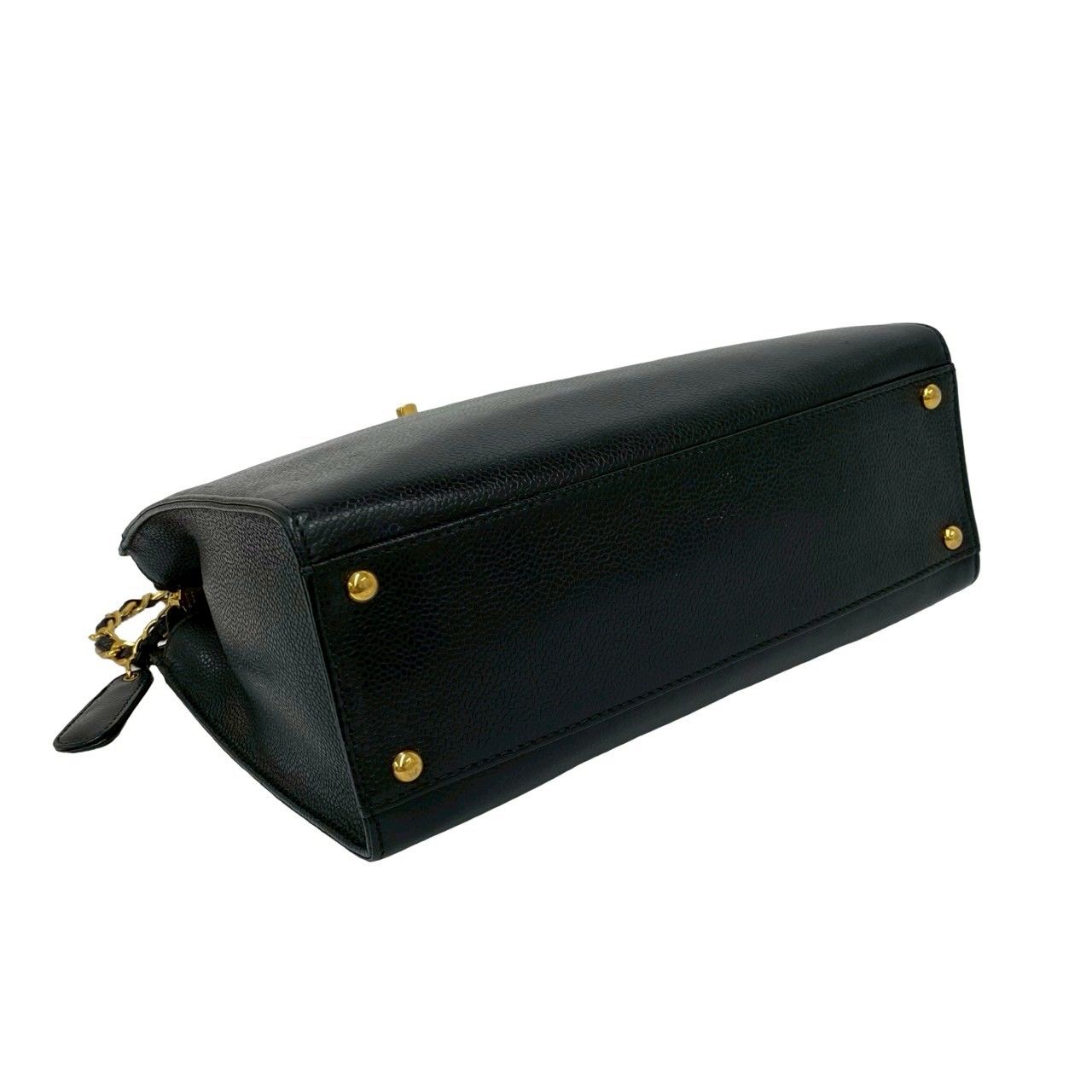 Chanel Box Card with Number 5 CC Logo Caviar Leather Tote Black — view 7