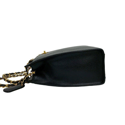 Chanel Box Card with Number 5 CC Logo Caviar Leather Tote Black — view 5