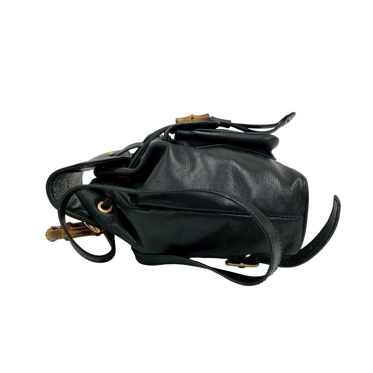 Gucci Vintage Bamboo Leather Backpack Black — view 5