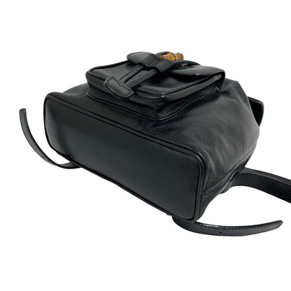 Gucci Vintage Bamboo Leather Backpack Black — view 8