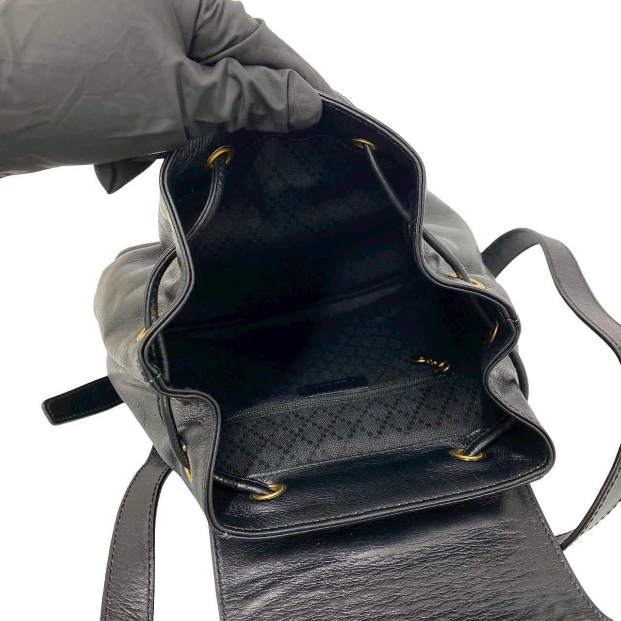 Gucci Vintage Bamboo Leather Backpack Black — view 9