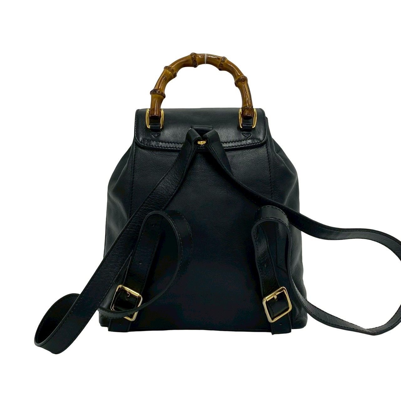 Gucci Vintage Bamboo Leather Backpack Black — view 3