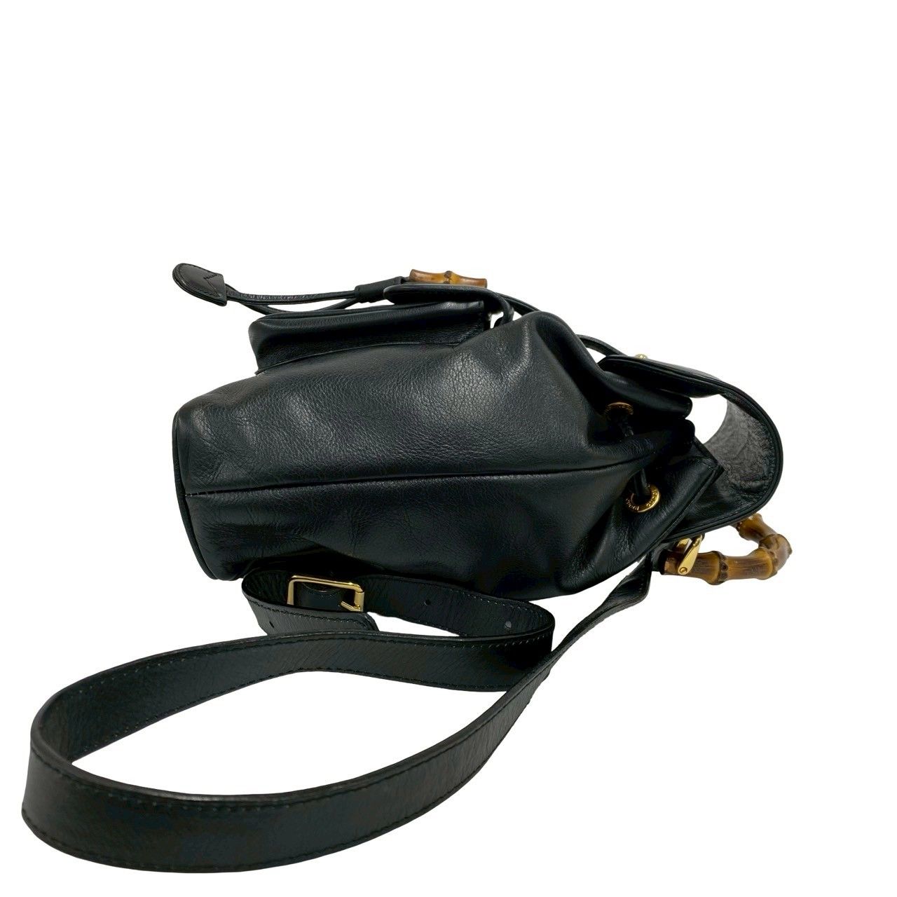 Gucci Vintage Bamboo Leather Backpack Black — view 6