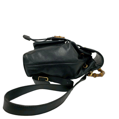 Gucci Vintage Bamboo Leather Backpack Black — view 6
