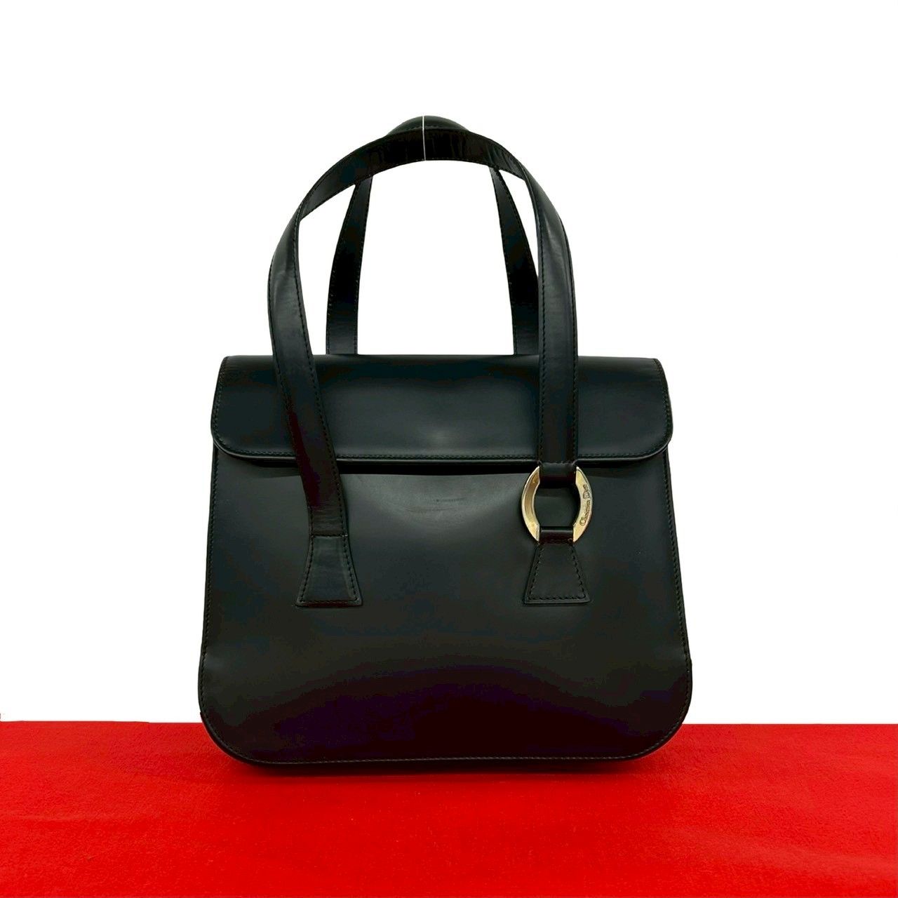 Dior Vintage Logo Leather Tote Black