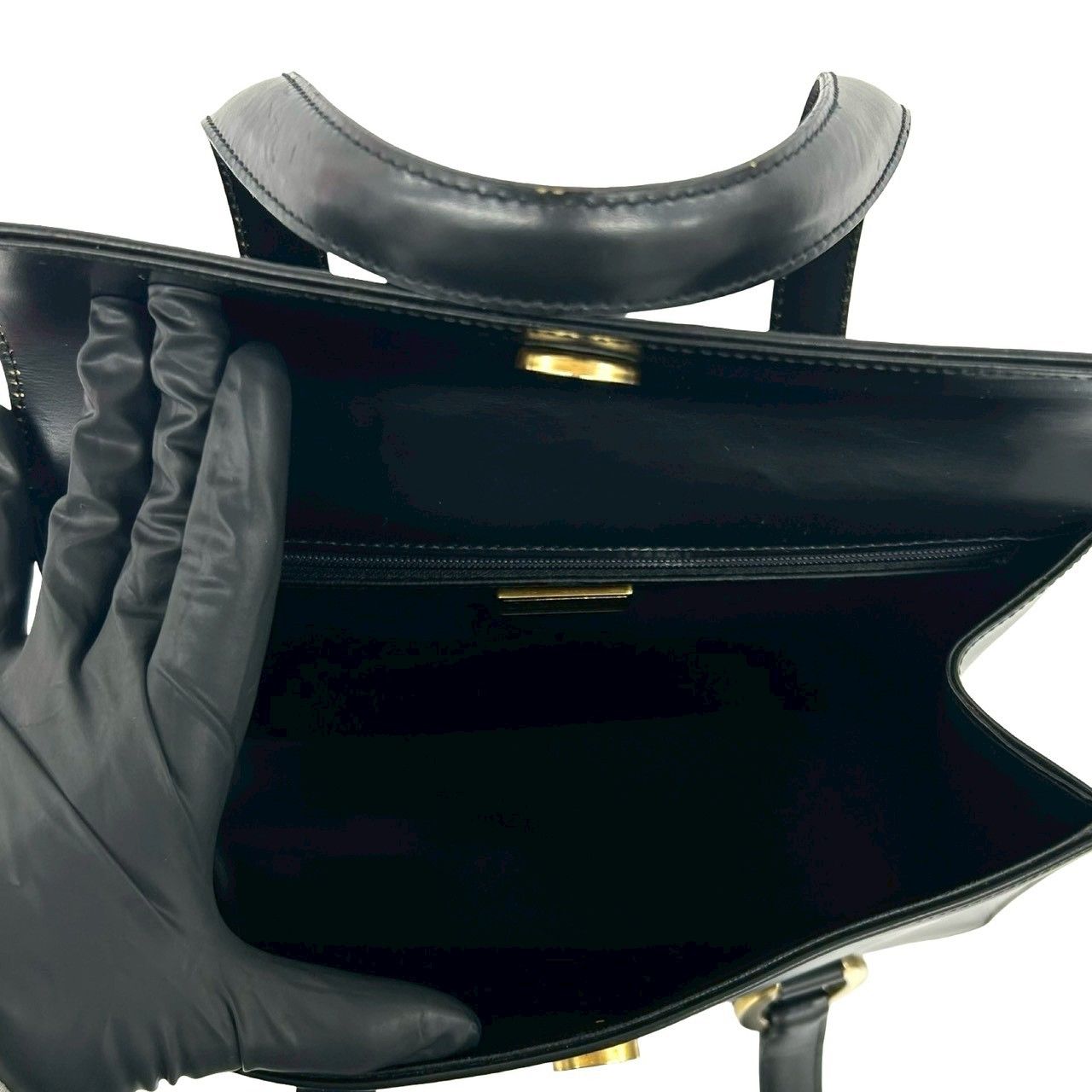 Dior Vintage Logo Leather Tote Black — view 9