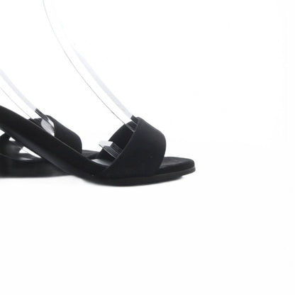 Hermes Glam 60 Chaine D'ancre Sandals Chunky Heels Ankle Strap Suede 36 Black — view 9