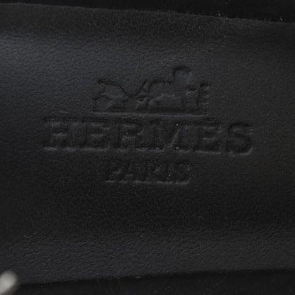 Hermes Glam 60 Chaine D'ancre Sandals Chunky Heels Ankle Strap Suede 36 Black — view 6