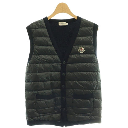 Moncler Maglia Tricot Gilet Knit Contrast Down Jacket Vest M Black Navy CX AD