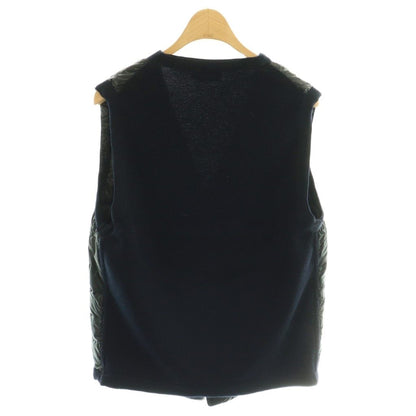 Moncler Maglia Tricot Gilet Knit Contrast Down Jacket Vest M Black Navy CX AD — view 2