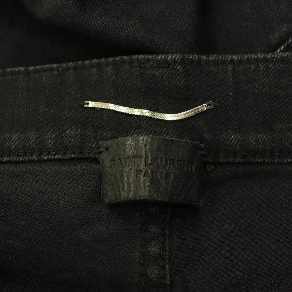Saint Laurent Paris M Sk Lw Black Denim Pants Jeans Skinny 27 CX — view 3